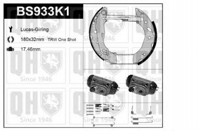 QUINTON HAZELL bs933k1 -  Комплект тормозов, барабанный тормозной механизм
